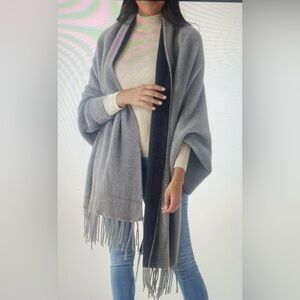 Gray plush cape with sleeves